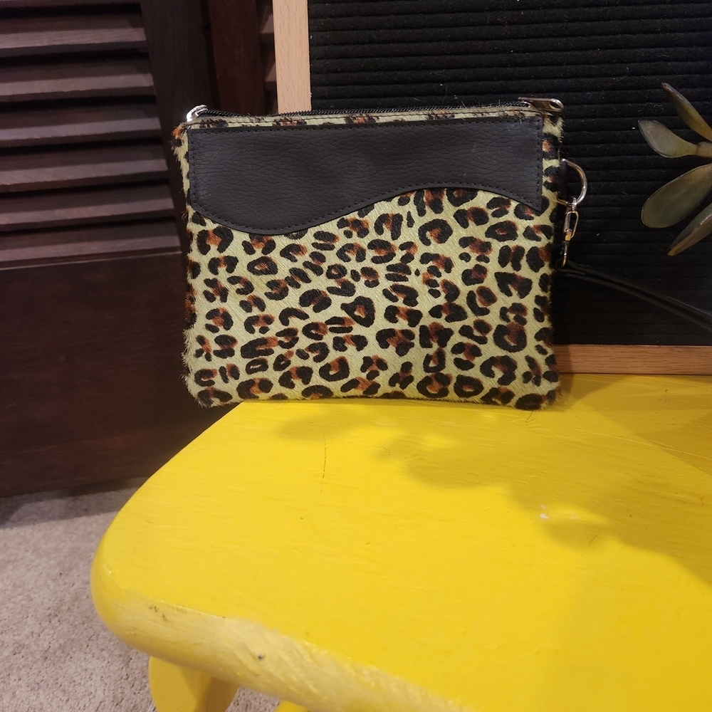 Leopard Print Wristlet Clutch